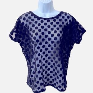 Poof, Women’s Short Sleeve Polka Dot Sheer Top